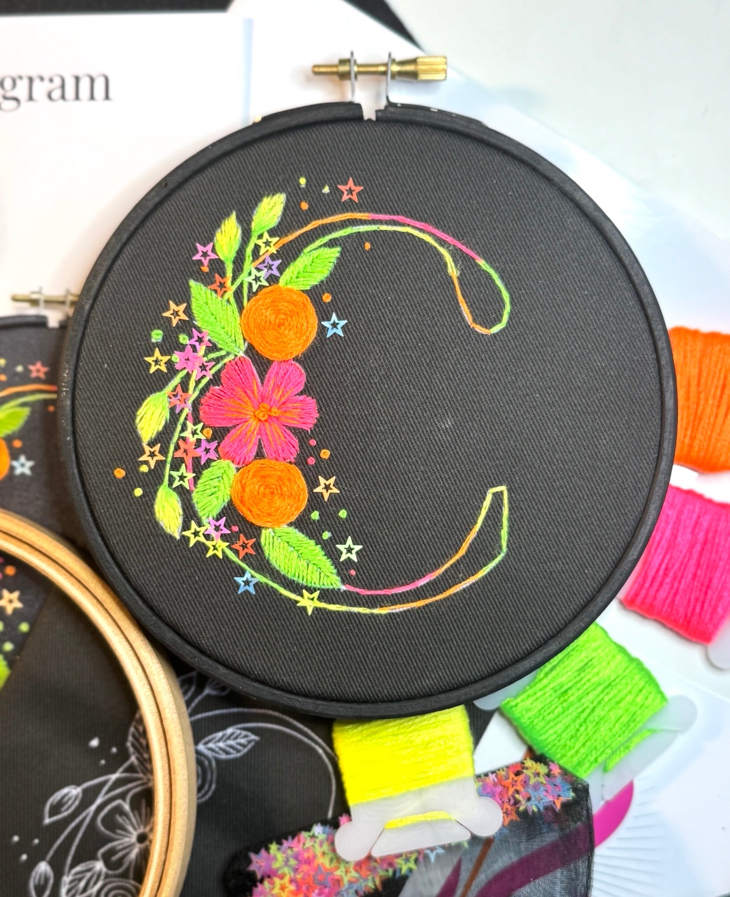 Neon Monogram Embroidery Kit