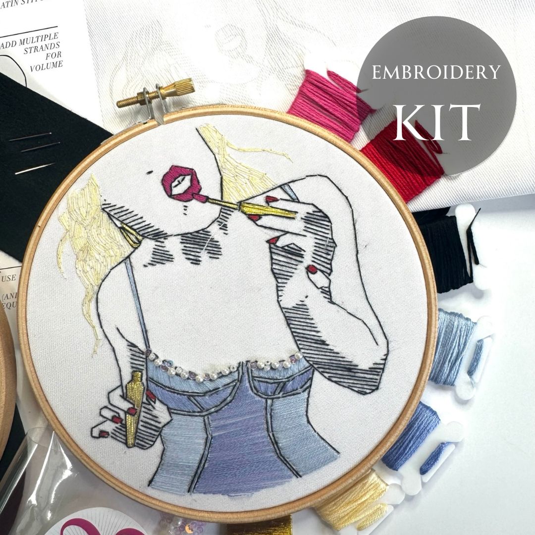 blue and pink beginners embroidery kit